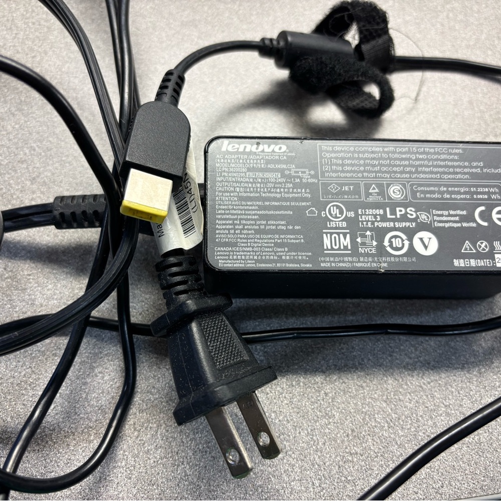 {Lenovo} Lenovo Black Power Cord AC Adapter
Model ADLX45NLC2A laptop charger